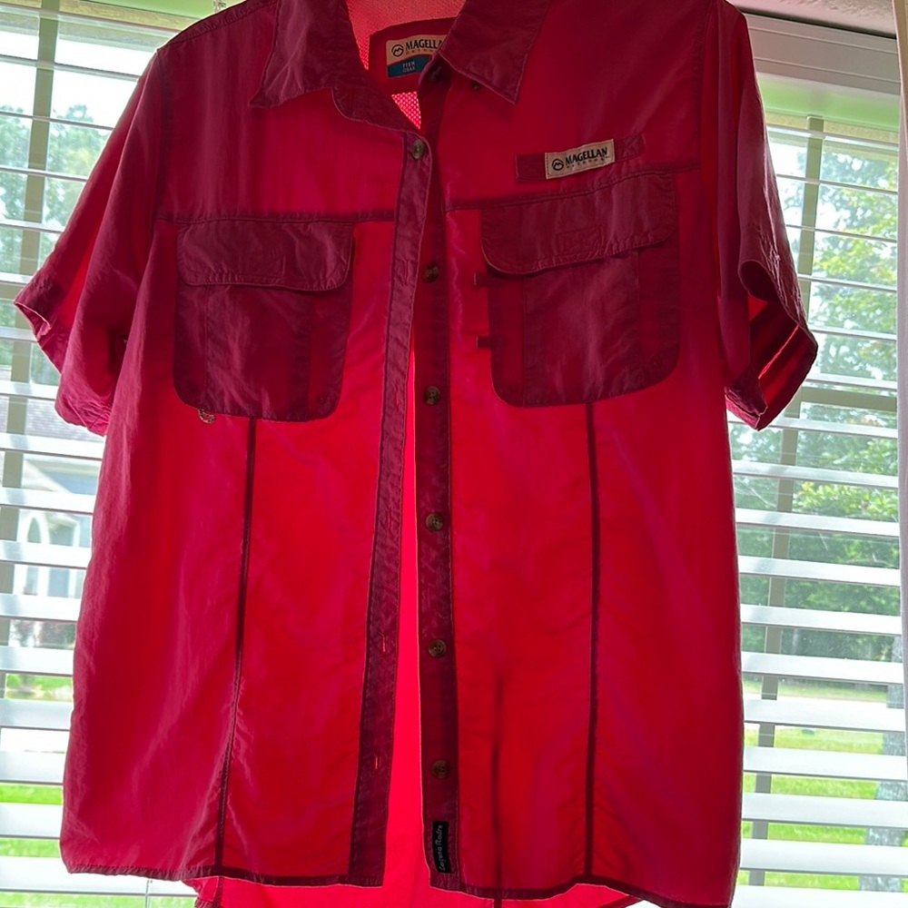Magellan Outdoors Crimson Button-Up Shirt